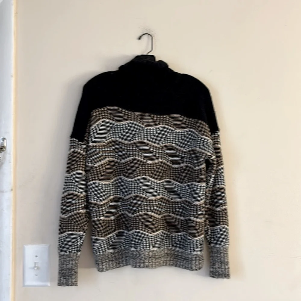 BY Malene Birger Printed Turtleneck‎ Black and Brown Patterned Sweater Size S/M